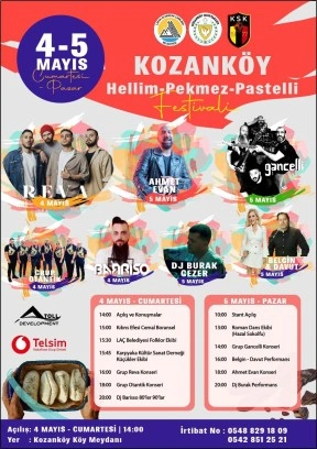 4. Kozanköy Hellim, Pekmez, Pastelli Festivali 4-5 Mayıs'ta…