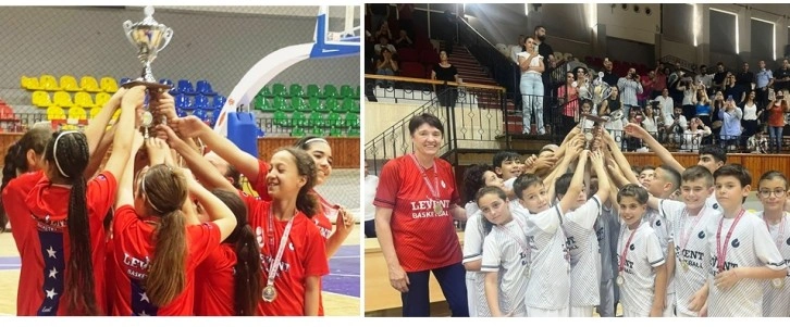 Levent İlkokulu kız ve erkek basketbol takımları çifte şampiyonluk yaşadı